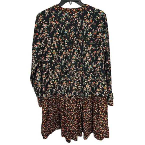 Anthropologie Maeve Marlie Button Up Tunic Dress Black Mixed Floral Print - Picture 10 of 13